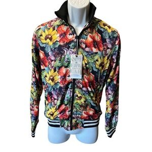 Denim + Flower Ricky Singh Mens Full Zip Floral Jacket Long Sleeve Sz S NWT